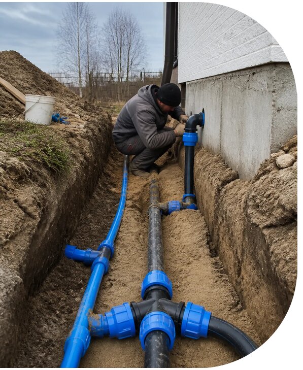 Монтаж наружного водопровода на участке под ключ в Слободской
